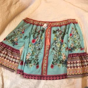Off shoulder, Aqua with beautiful floral print